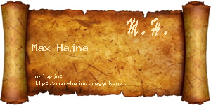 Max Hajna névjegykártya